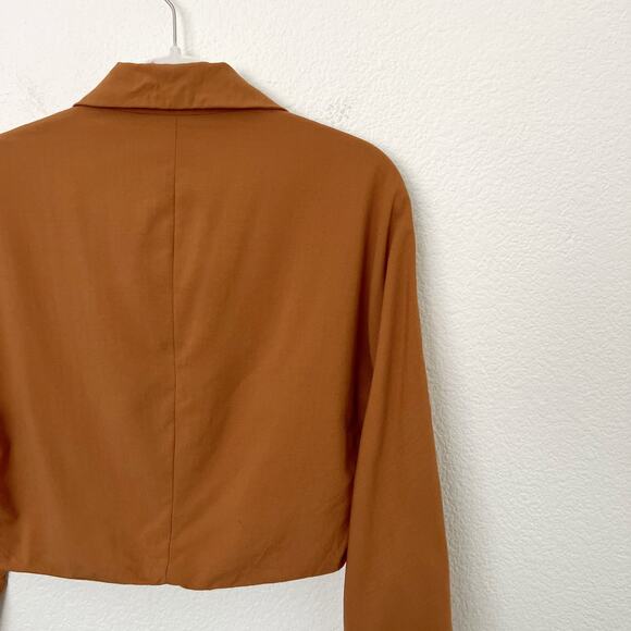 [Vintage] Cinzia M. Iaffaldano Size Medium M Cognac Brown Wool Cropped Jacket - Picture 6 of 12